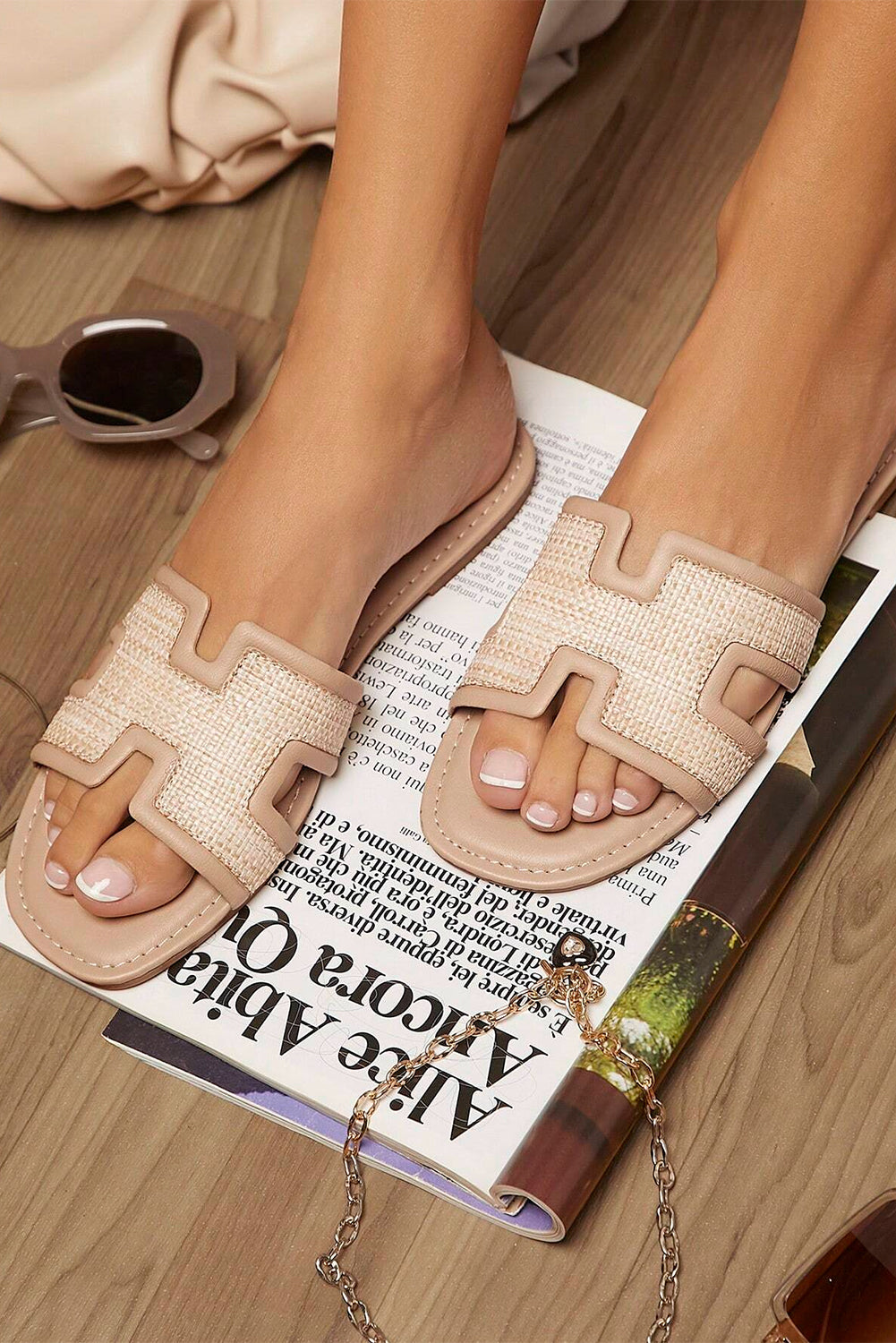 White Hollow Out Open Toe Slippers
