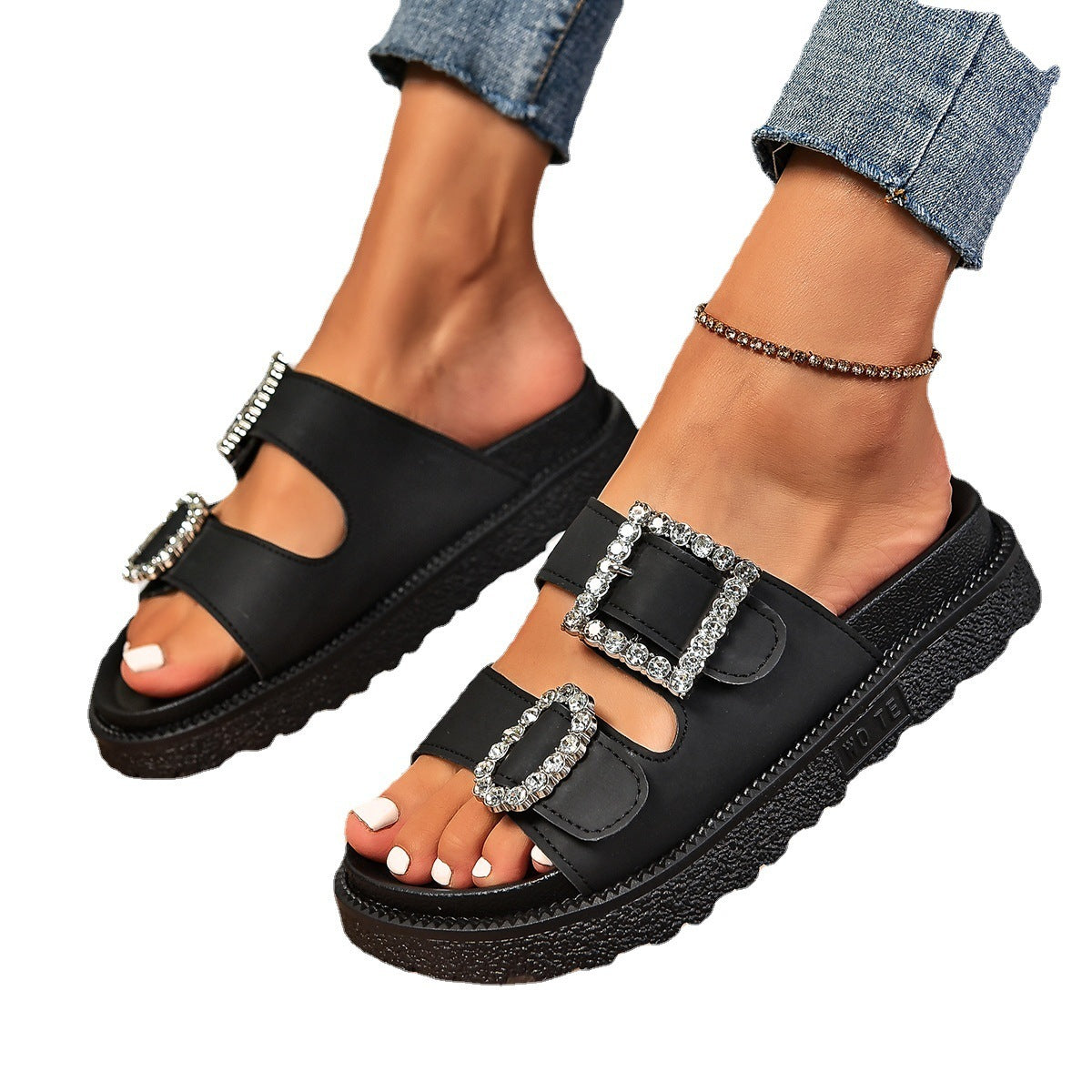 GlamTwist Crystal Buckle Slides