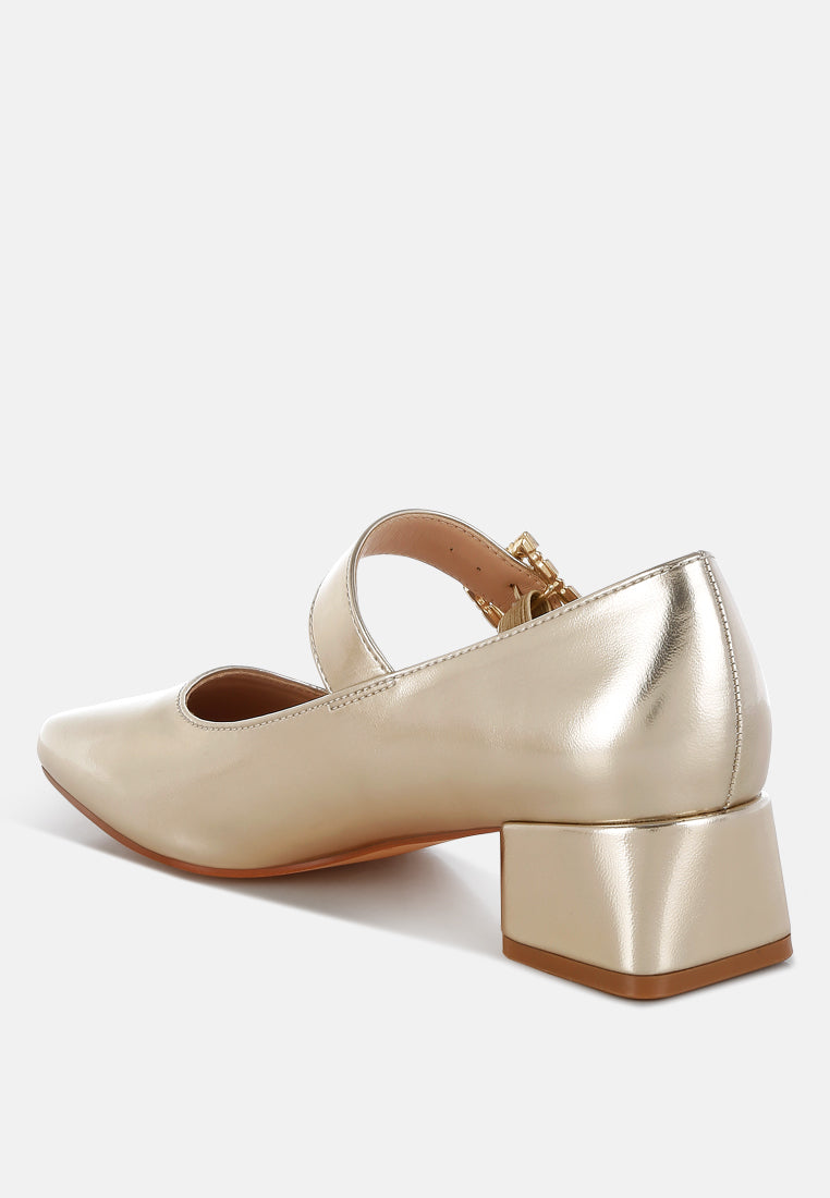 Abeba Diamante Brooch Metallic Mary Jane Pumps-2