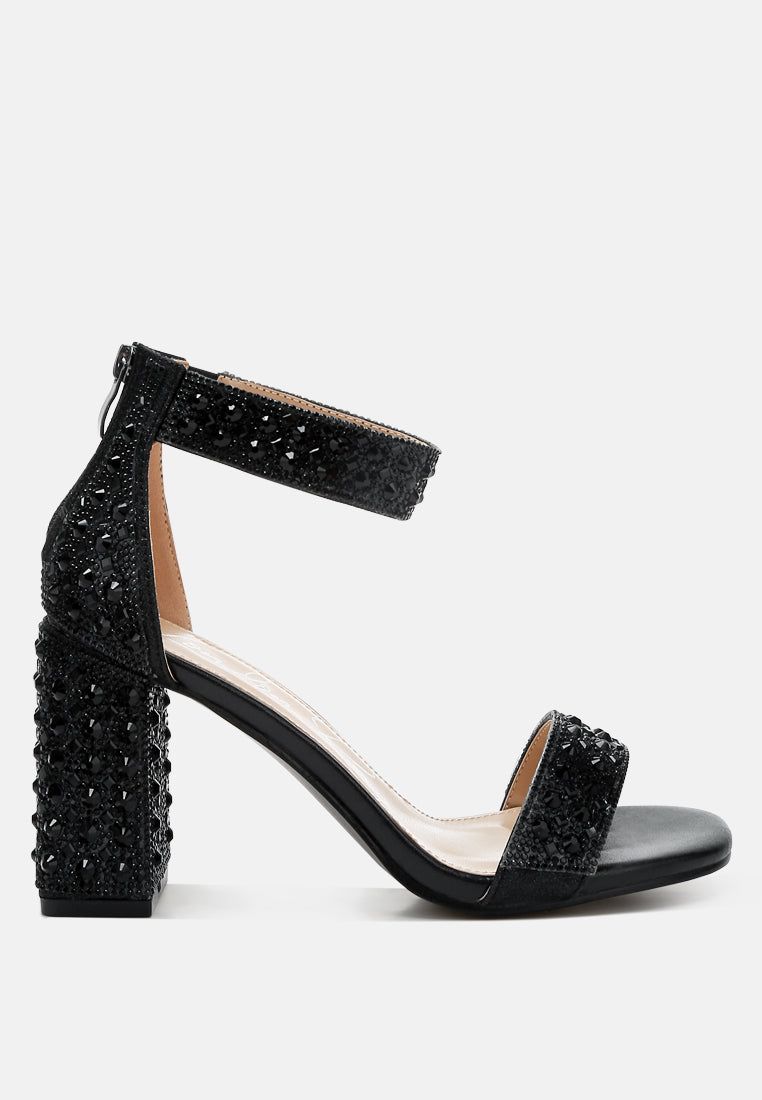 Cady Rhinestones And Sequins Block Sandals-7