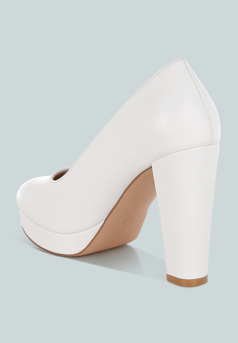 Damsor Faux Leather Block Heel Pumps-2