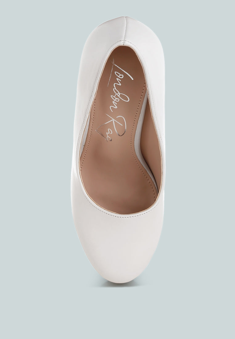 Damsor Faux Leather Block Heel Pumps-3