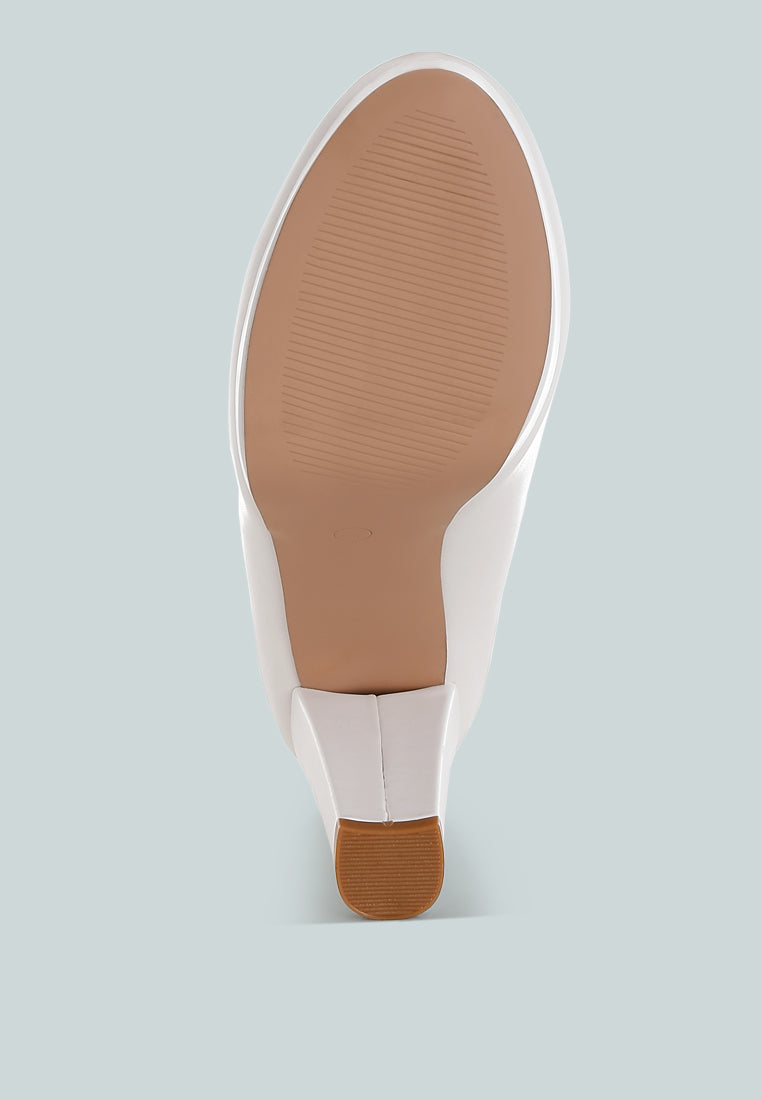 Damsor Faux Leather Block Heel Pumps-4