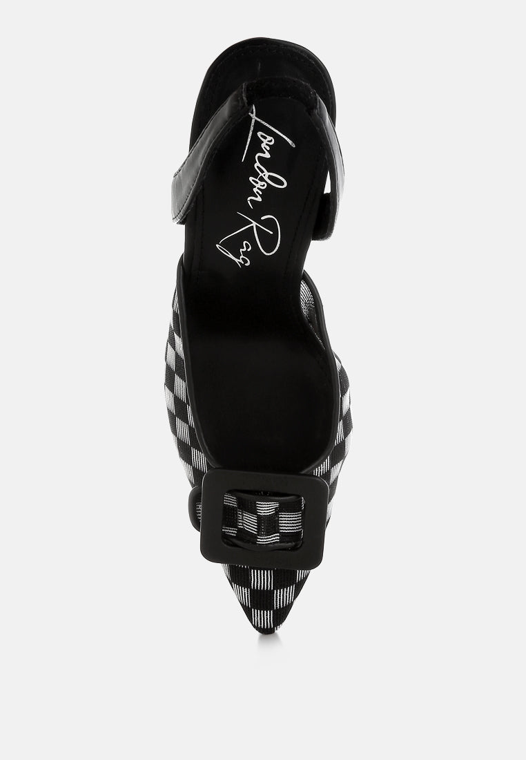 Freya Mesh Checkered Pointy Stiletto Heels-3