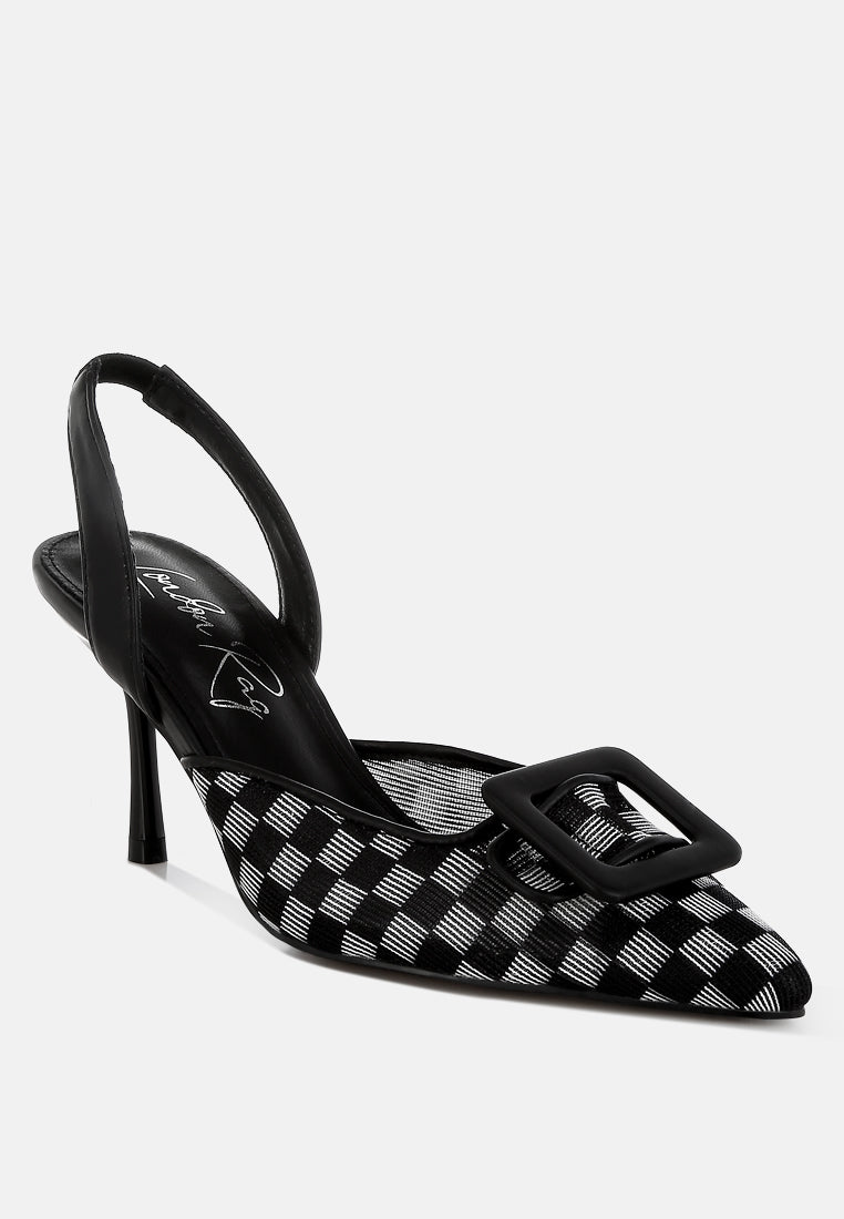 Freya Mesh Checkered Pointy Stiletto Heels-1