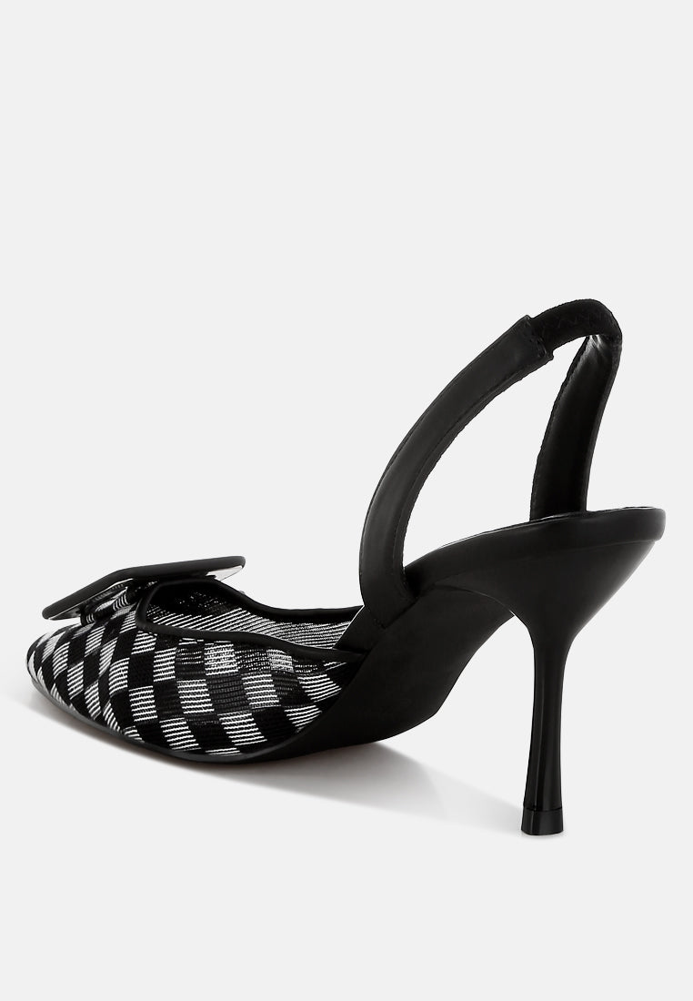Freya Mesh Checkered Pointy Stiletto Heels-2