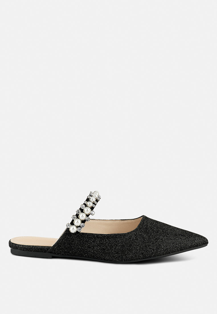 Geode Pearl Embellished Slip On Mules-5