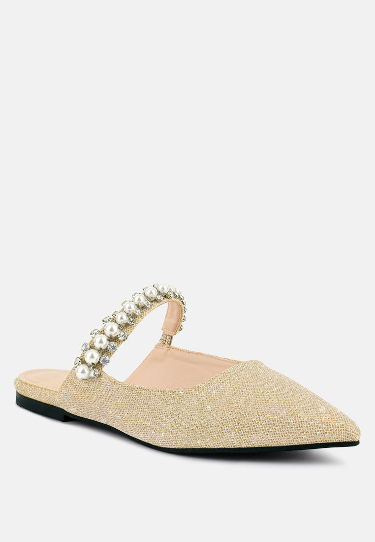Geode Pearl Embellished Slip On Mules-1