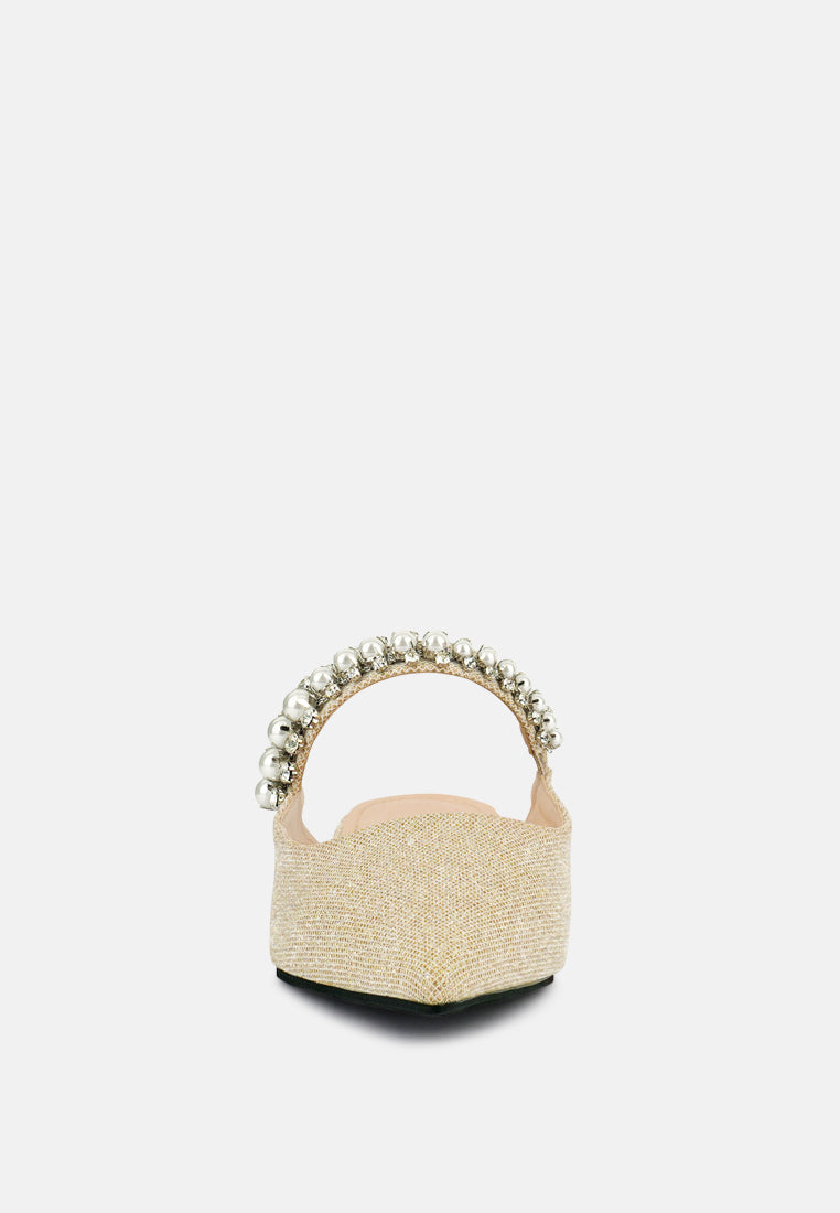 Geode Pearl Embellished Slip On Mules-2