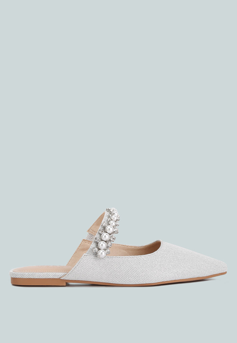 Geode Pearl Embellished Slip On Mules-7