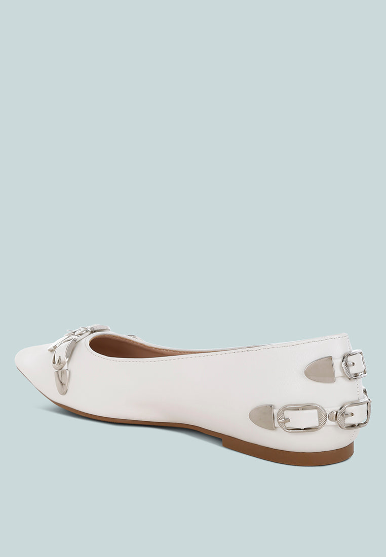Golini Belt Buckle Detail Ballerinas-2