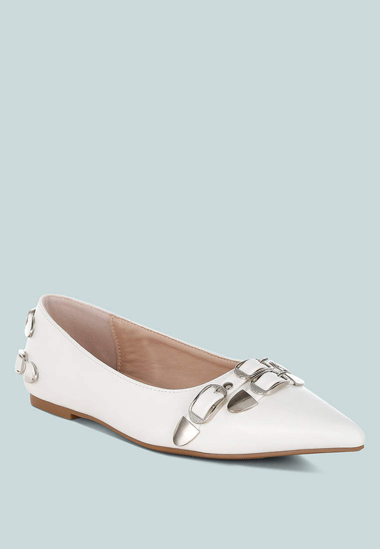 Golini Belt Buckle Detail Ballerinas-1