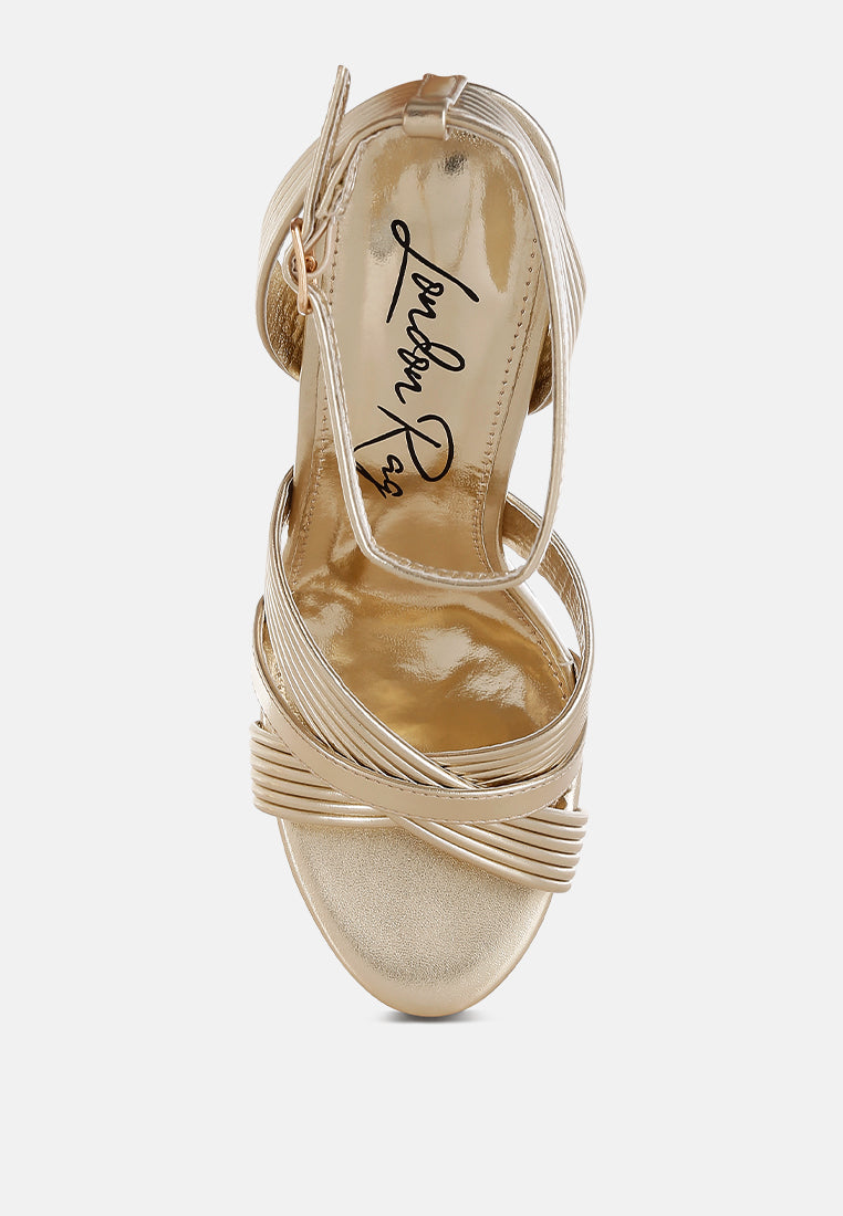 Socialite Metallic Ankle Strap Heel Sandals-3