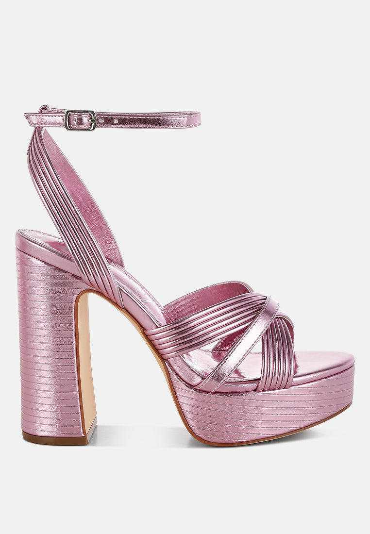 Socialite Metallic Ankle Strap Heel Sandals-5
