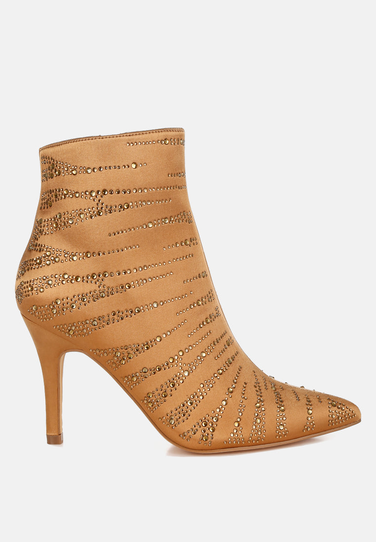Toget Satin Rhinestone Ankle Party Boots-5