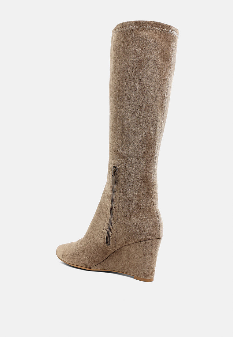 Tulsha Microfiber Wedge Heel Boots-2