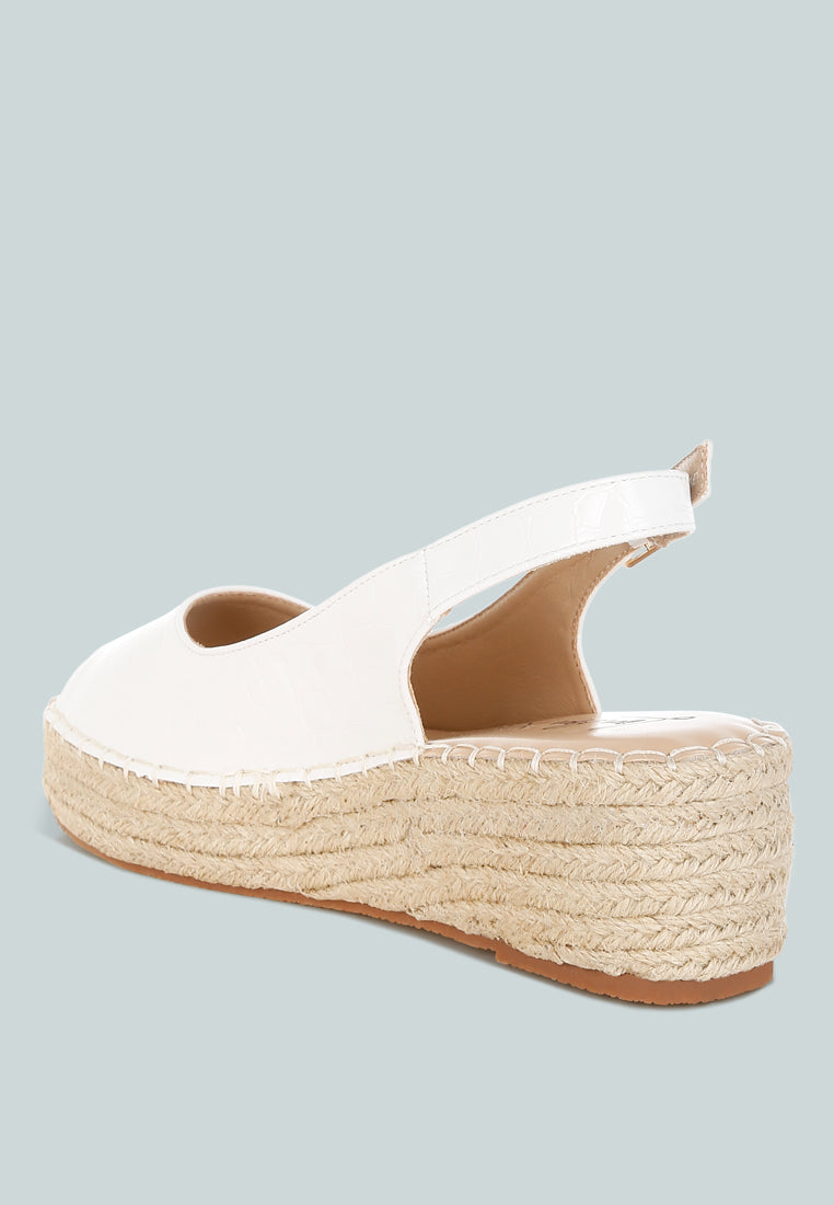 Yarael Croco Peep Toe Wedges-2