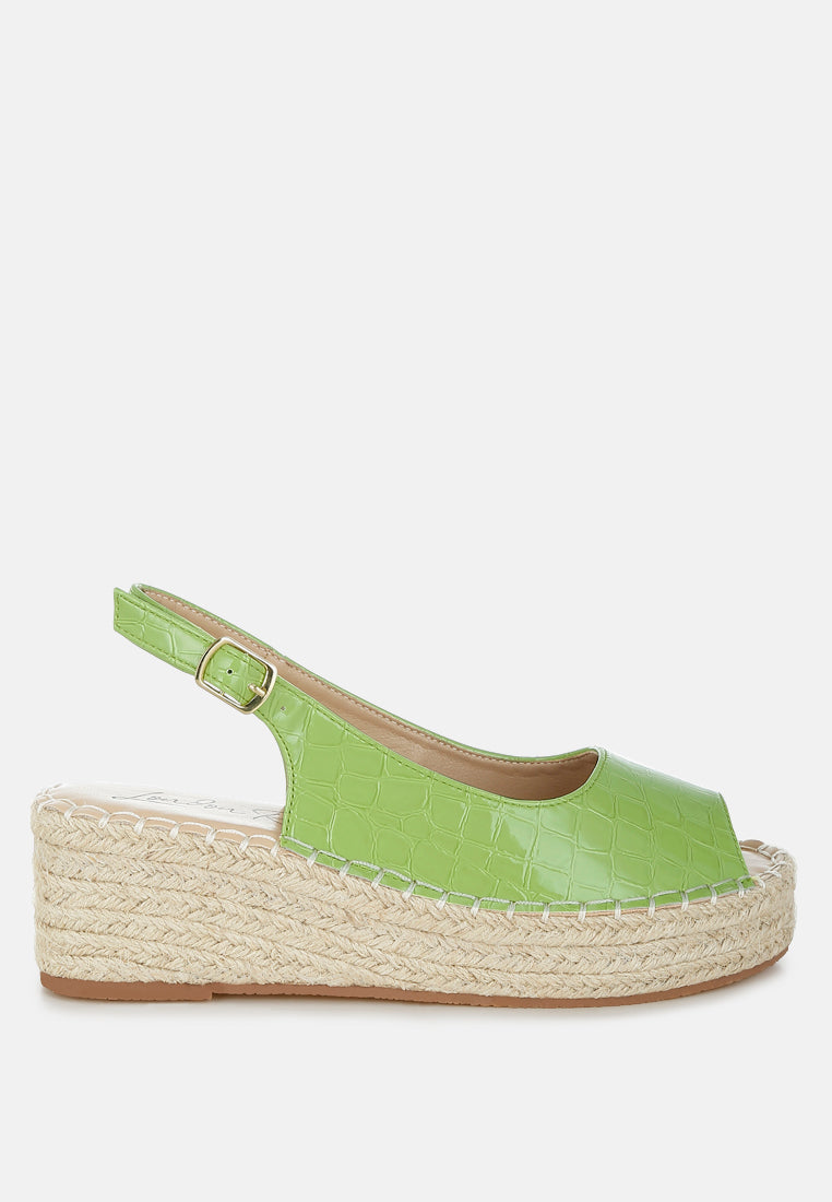 Yarael Croco Peep Toe Wedges-6