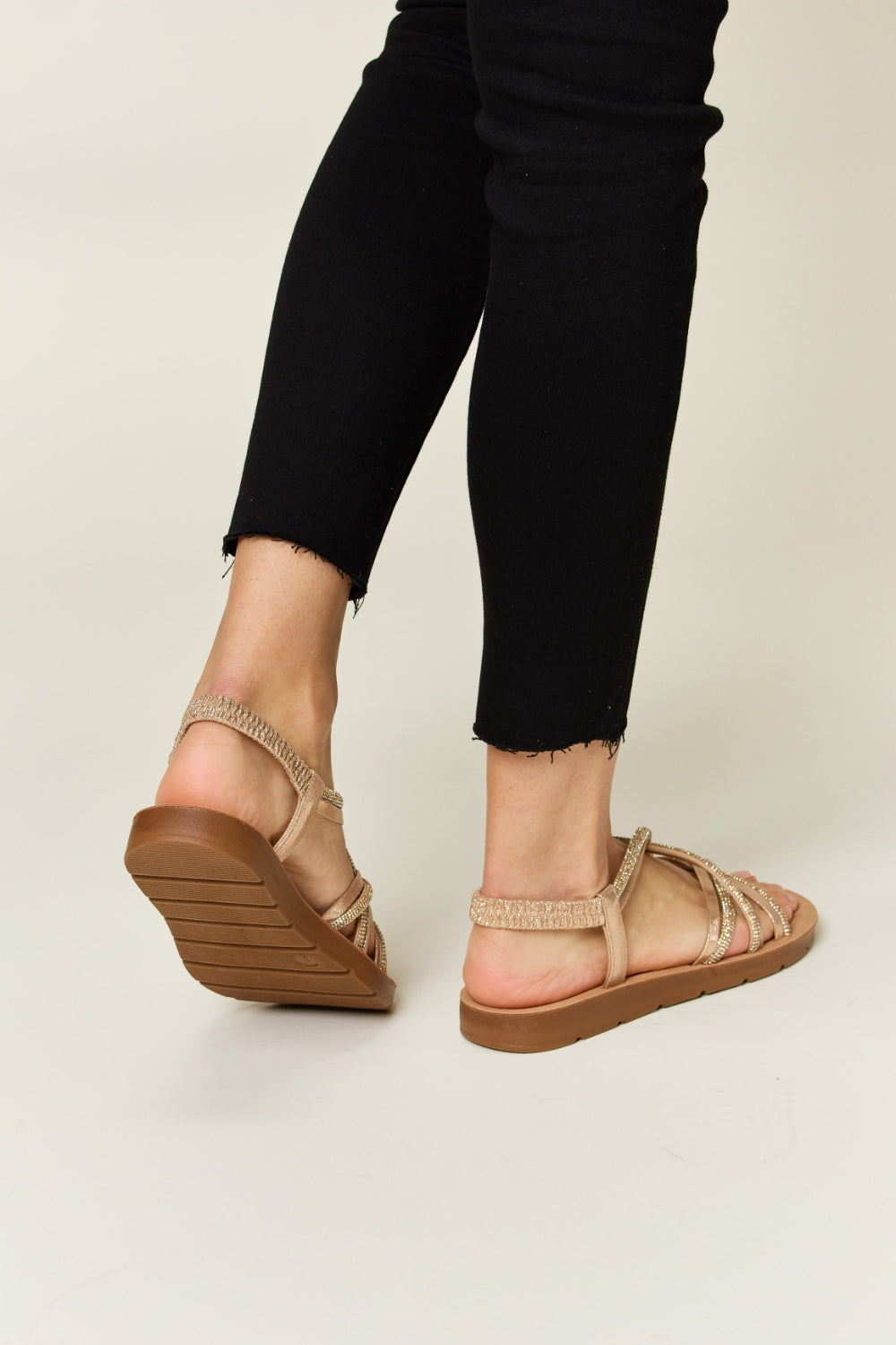 Forever Link Rhinestone Crisscross Flat Sandals-1