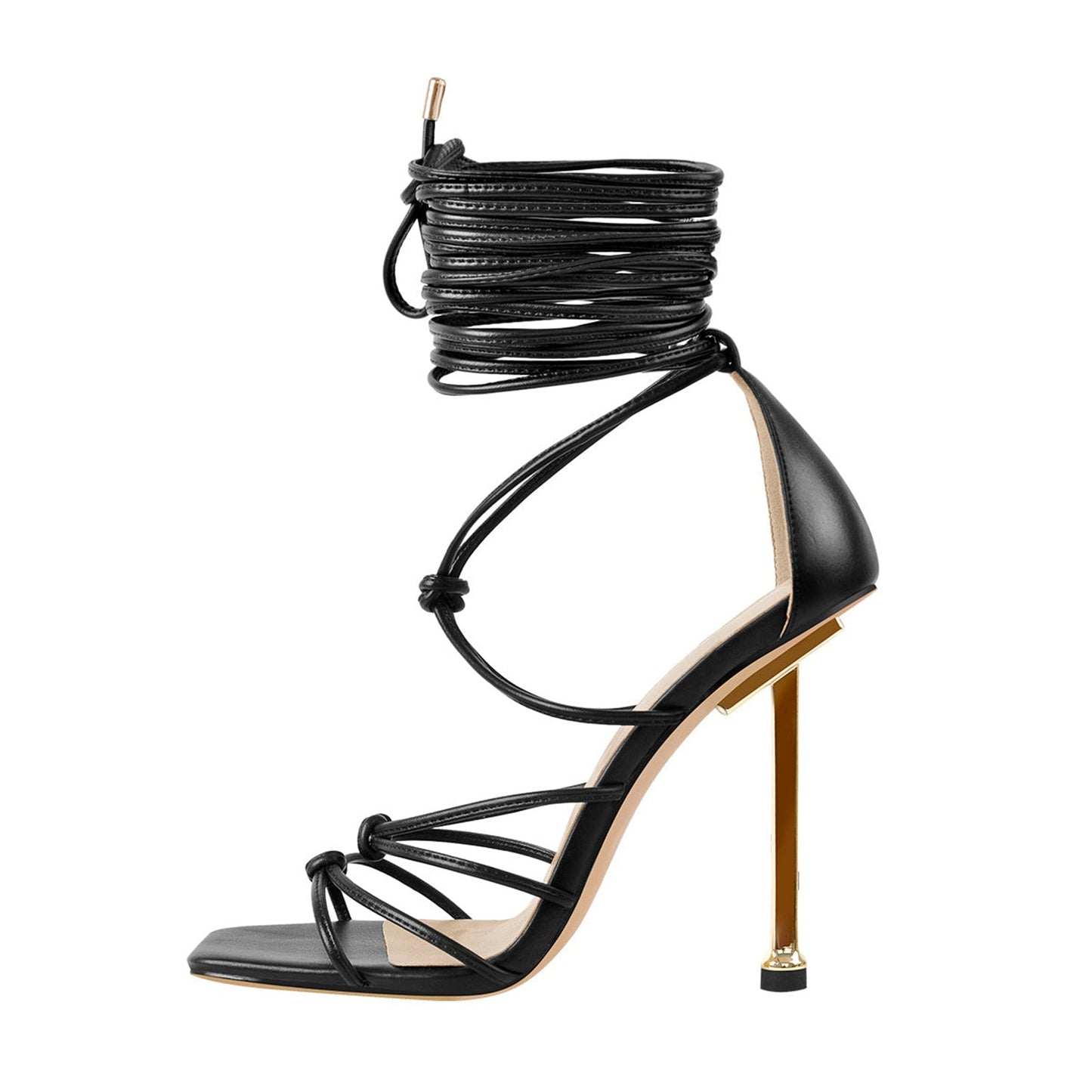 Adrianna Square Toe Black Anke Strap Sandals-0