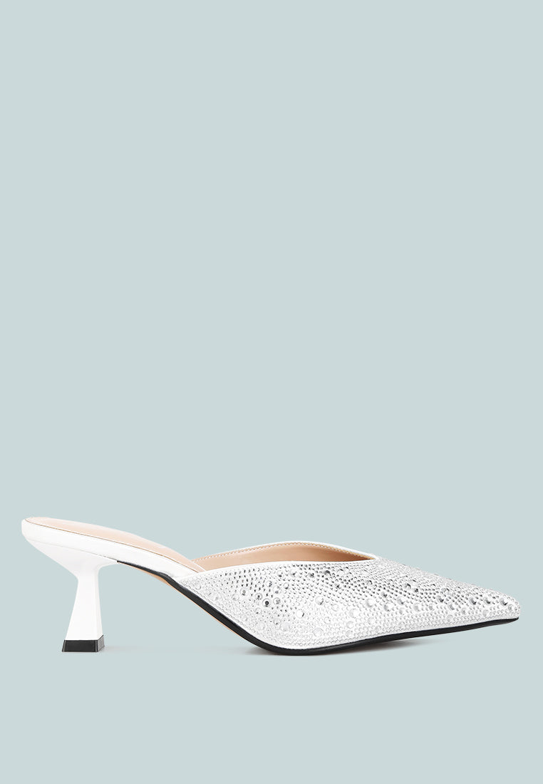 Aldora Rhinestones Embellished Satin Mules-0