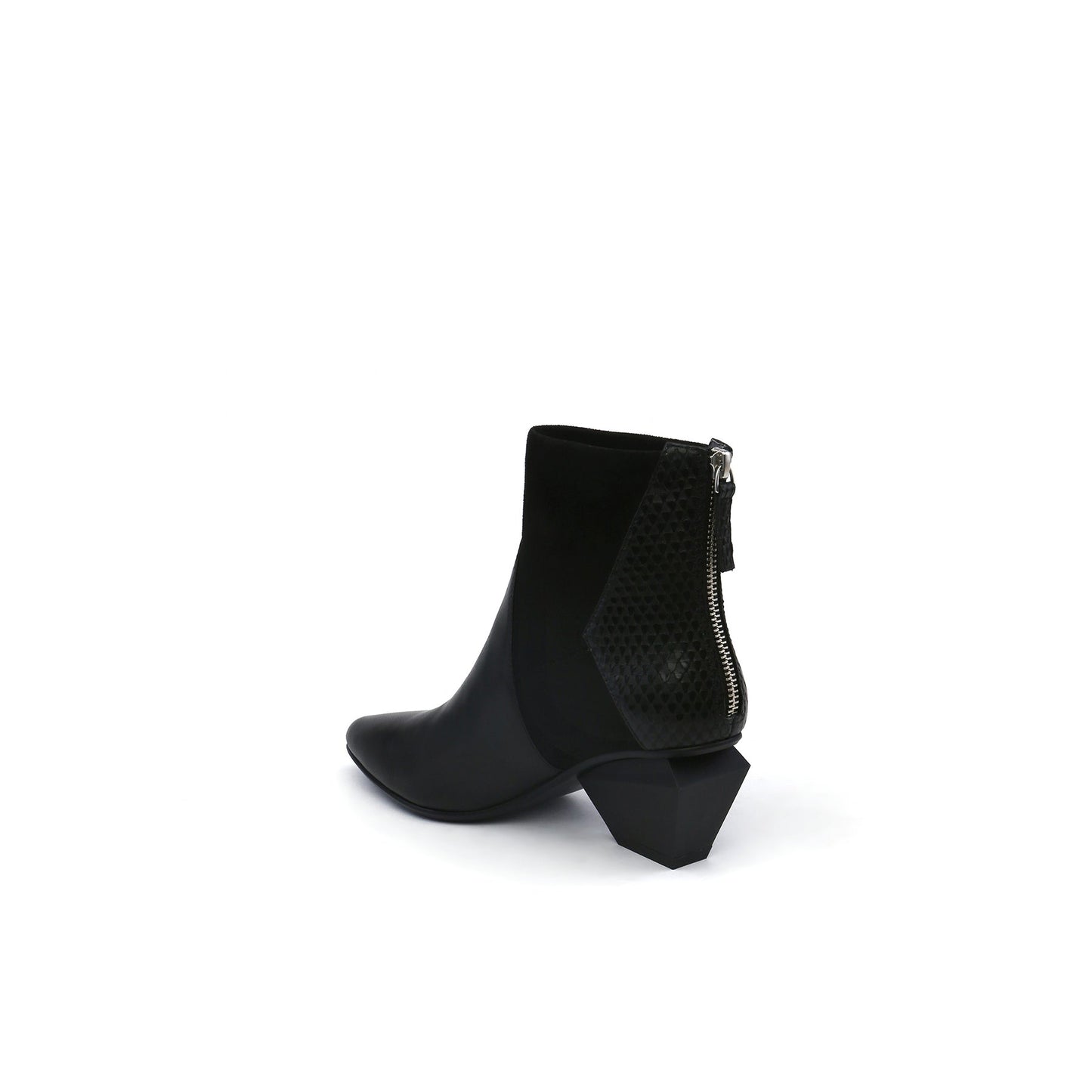Ankle High Zip Back Leather Boots-3