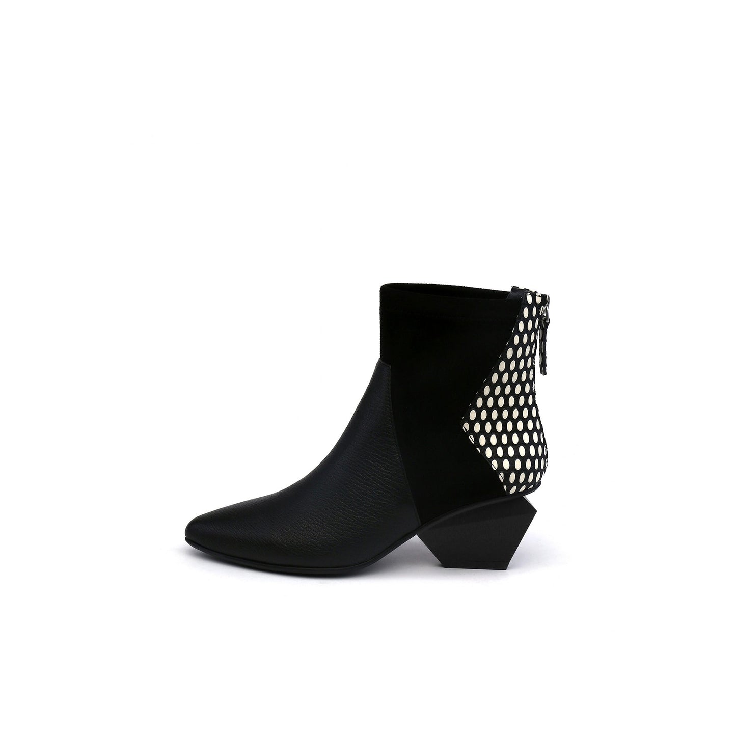 Ankle High Zip Back Leather Boots-6