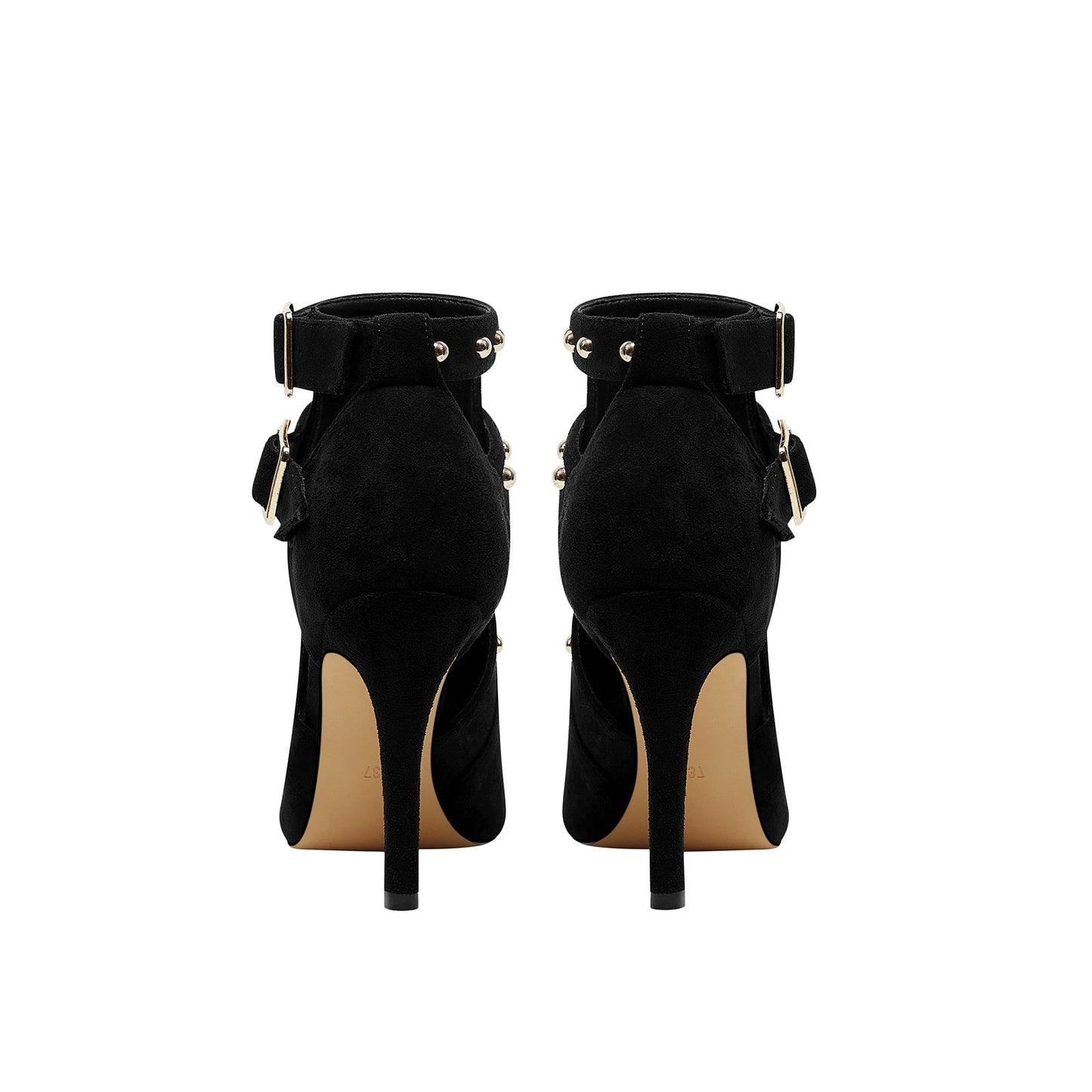 Bad Girl Black Buckle Strap Cutout Boots-4