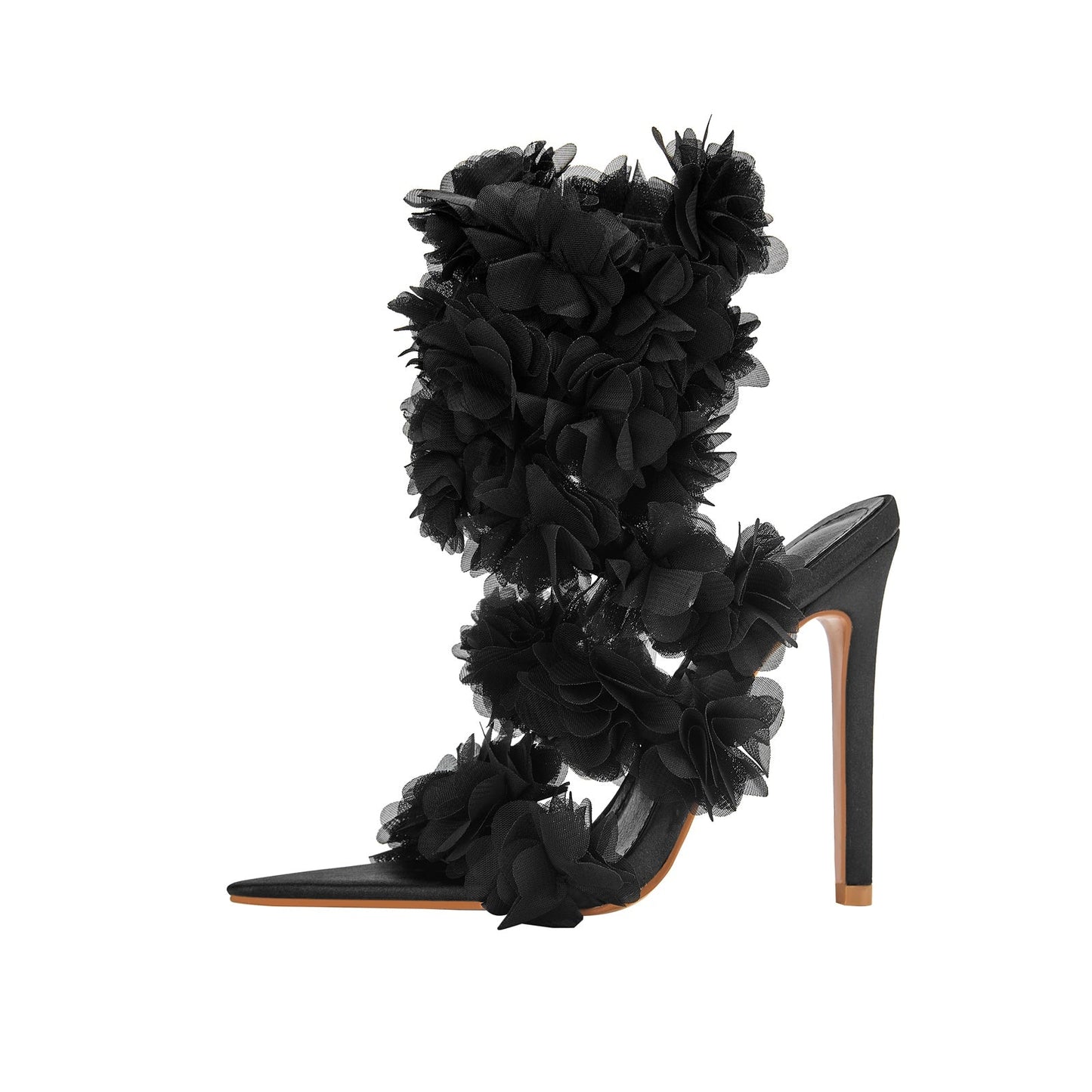 Black Furry Strappy Sandals-2