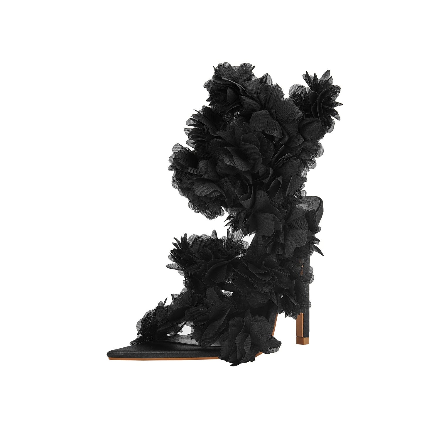 Black Furry Strappy Sandals-3