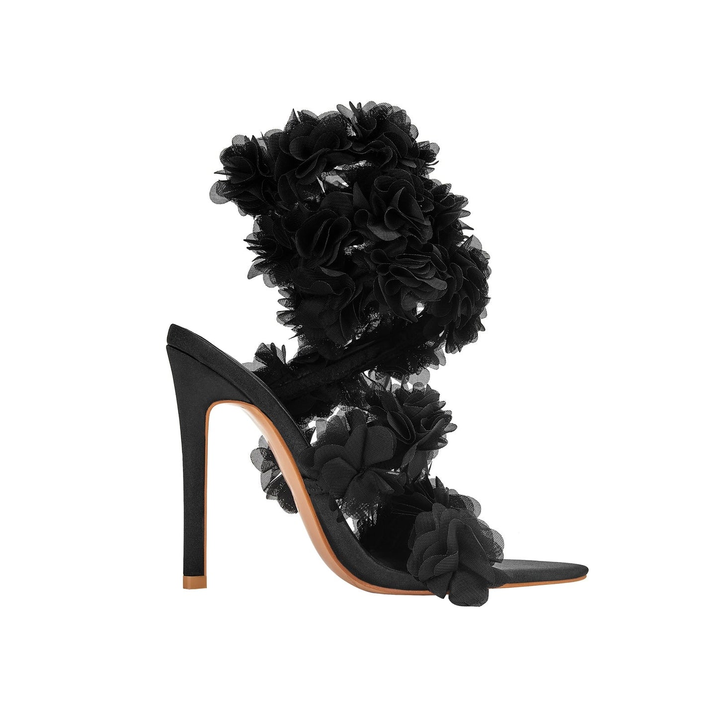 Black Furry Strappy Sandals-4
