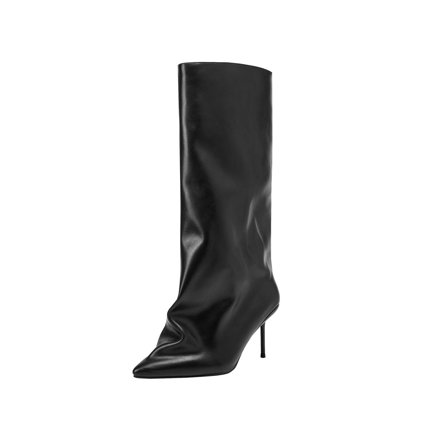 Black Wide Fit Knee High Stiletto Boots-3