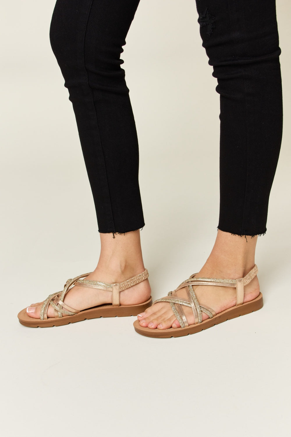 Forever Link Rhinestone Crisscross Flat Sandals-2