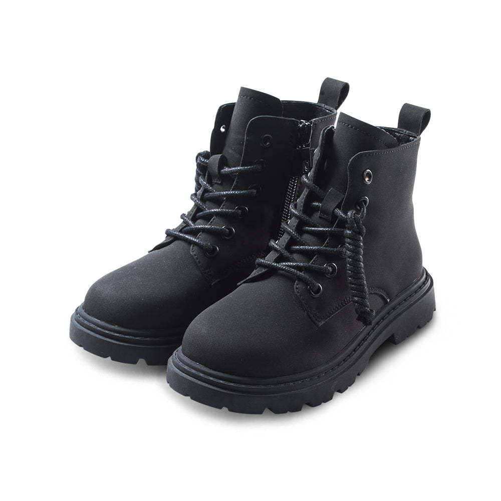 Classic Kids Black Combat Boots-2