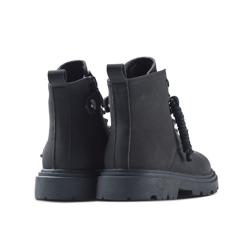 Classic Kids Black Combat Boots-3
