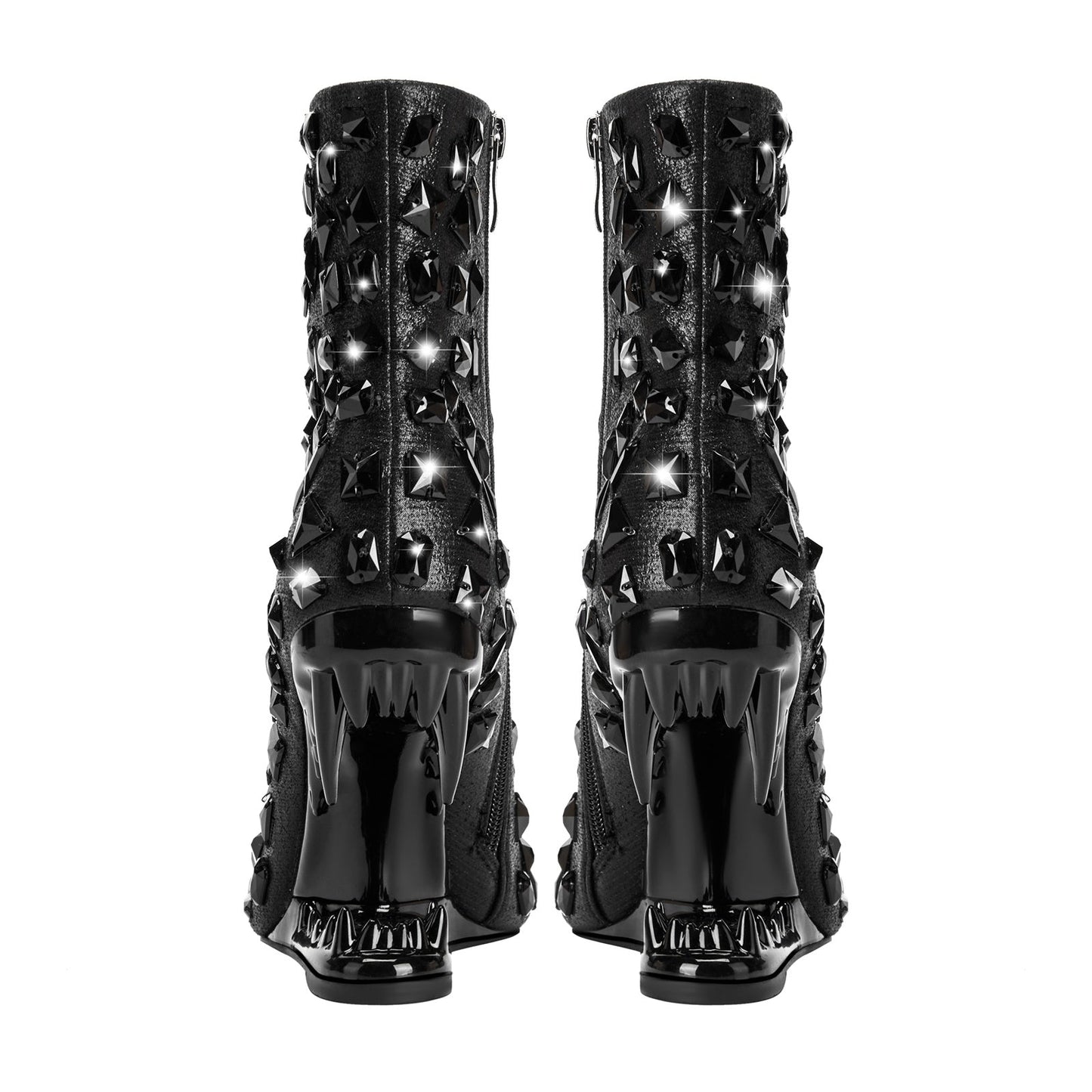 Crystal Shard Encrusted Bite Heel Ankle Boots-4