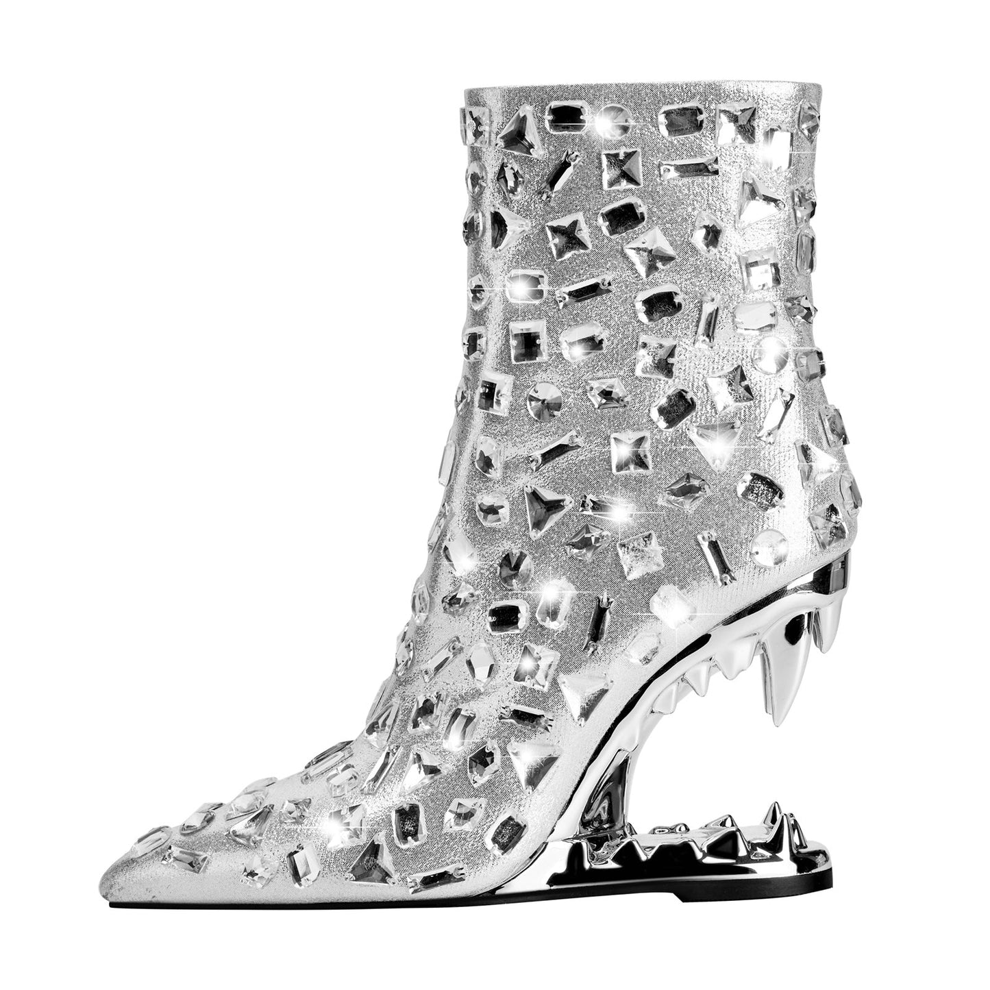 Crystal Shard Encrusted Bite Heel Ankle Boots-8