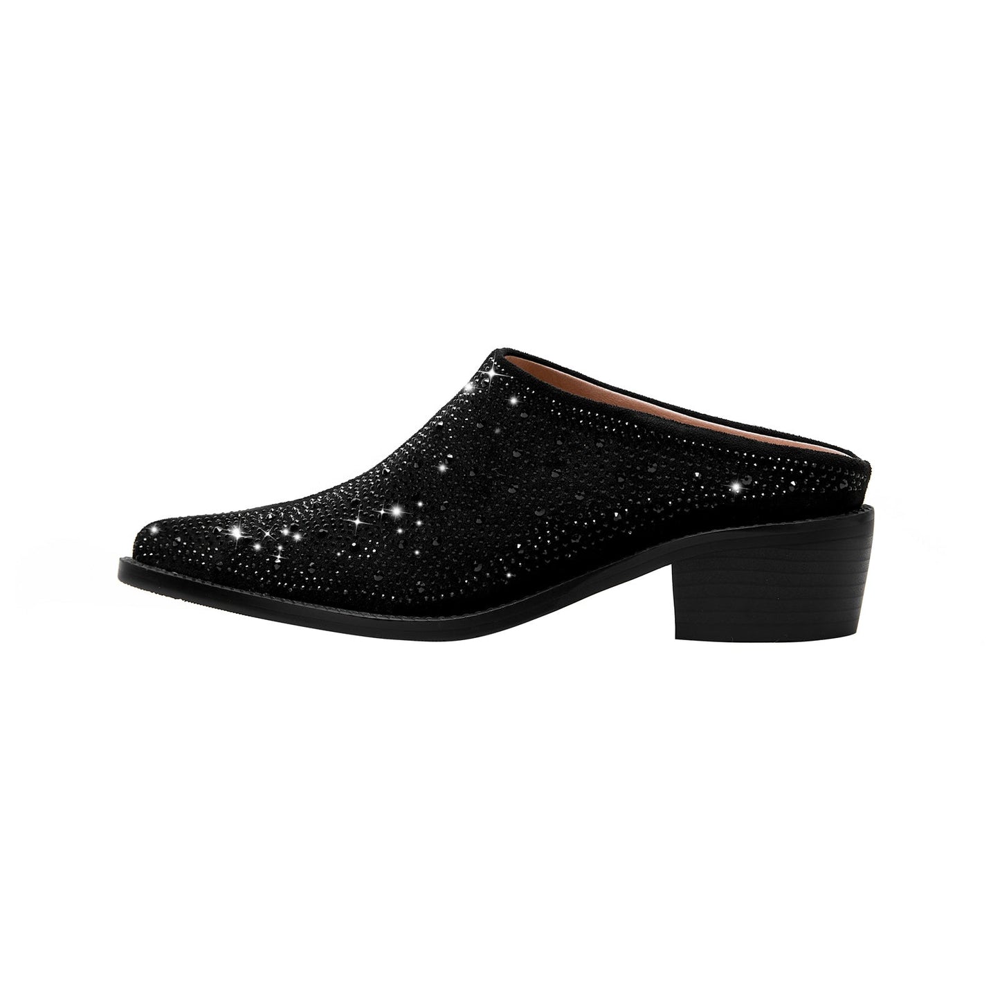 Crystal Studded Pointed Toe Mules-1