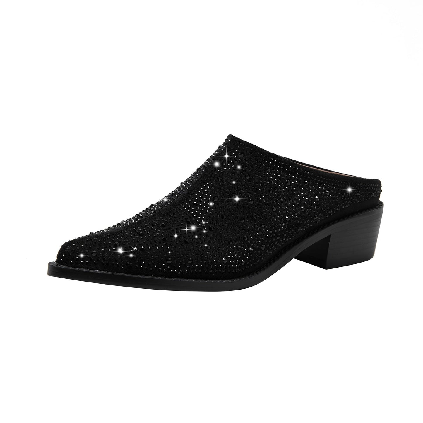 Crystal Studded Pointed Toe Mules-2