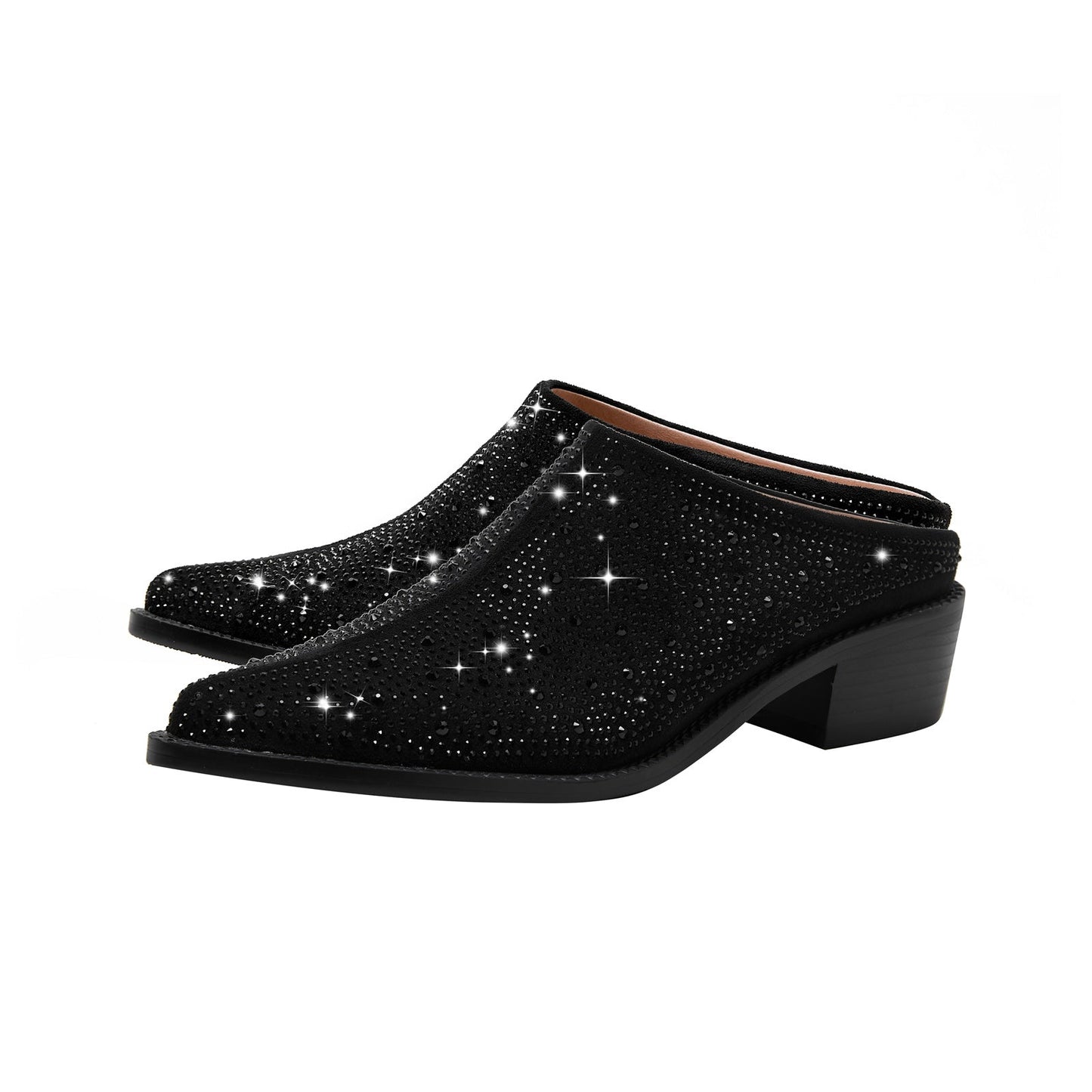Crystal Studded Pointed Toe Mules-3