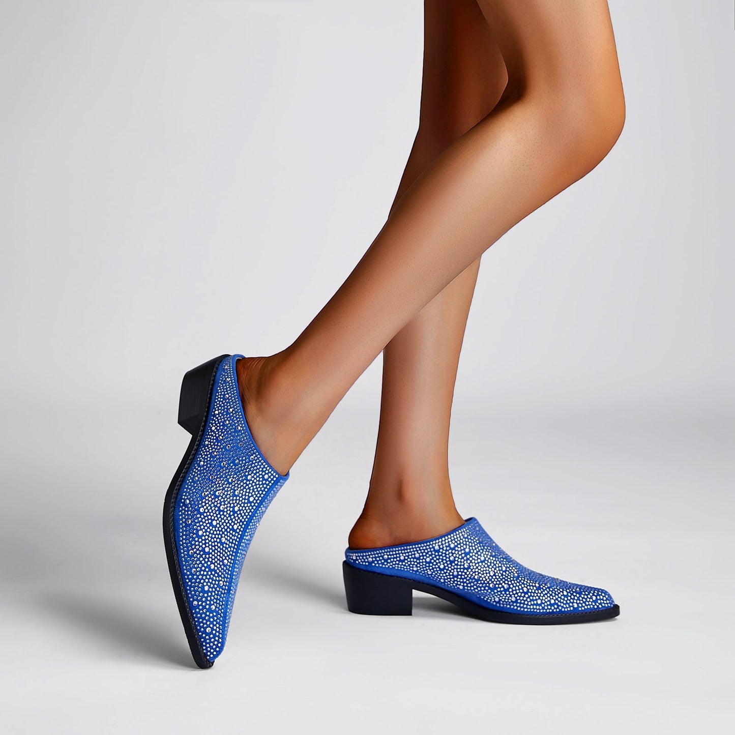 Crystal Studded Pointed Toe Mules-5