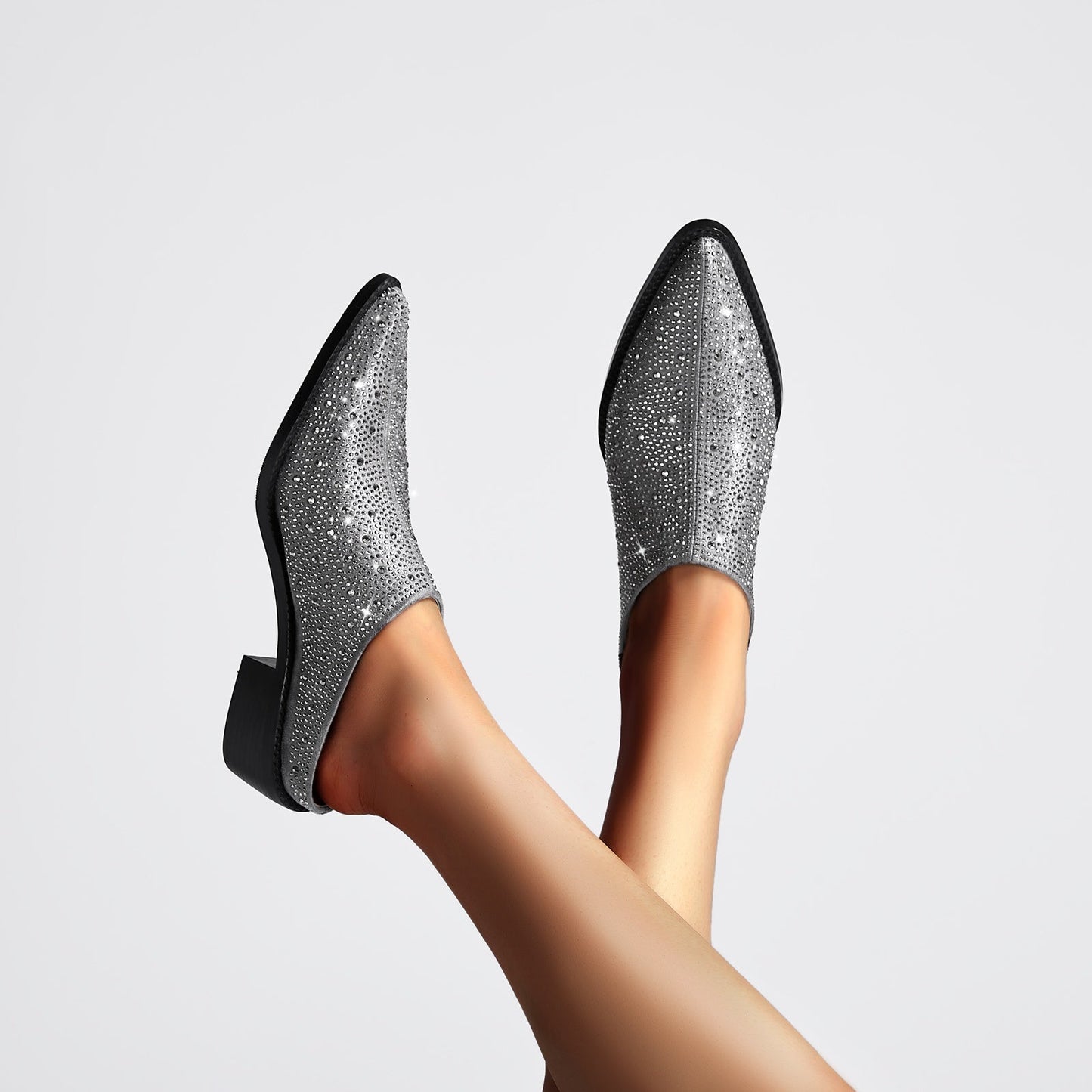 Crystal Studded Pointed Toe Mules-6