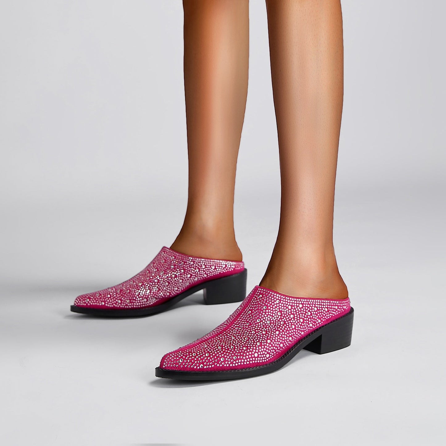 Crystal Studded Pointed Toe Mules-7