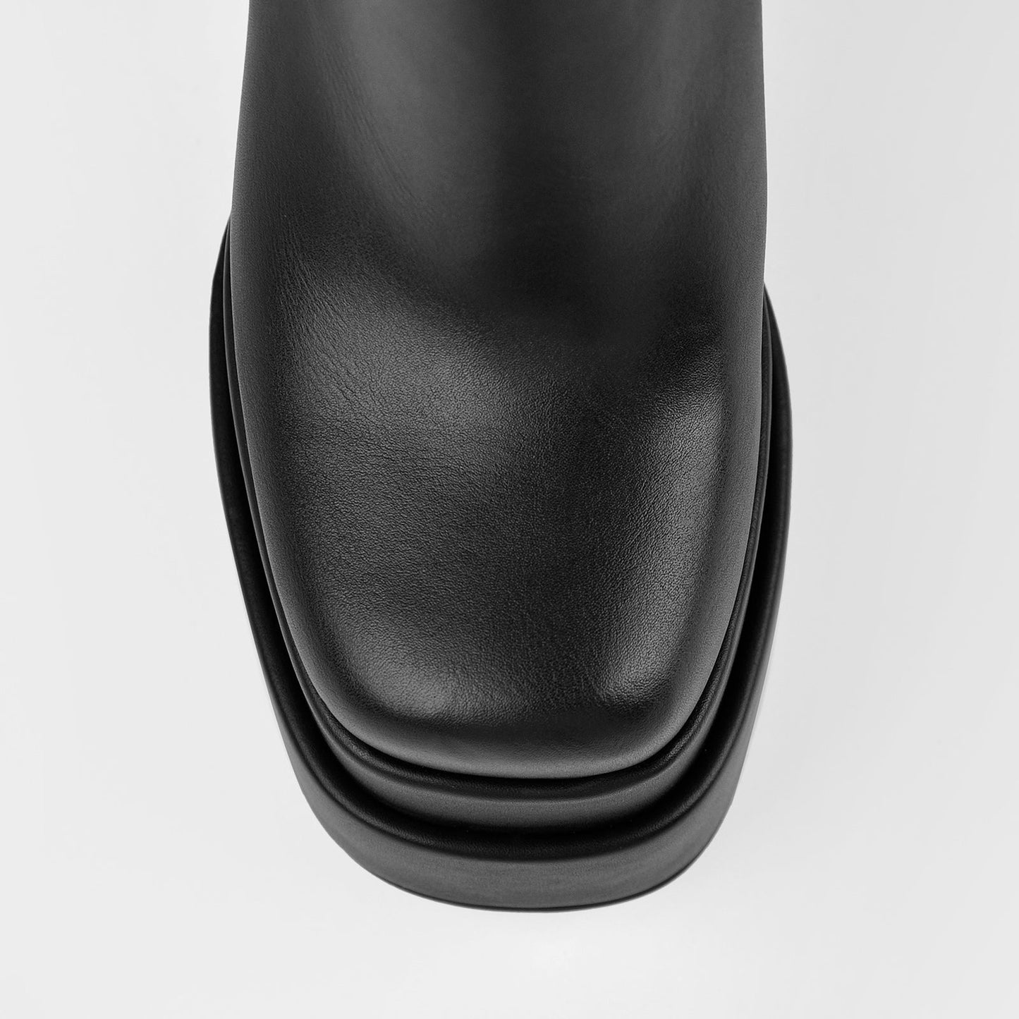 Double Platform Black Leather Ankle Boots-4