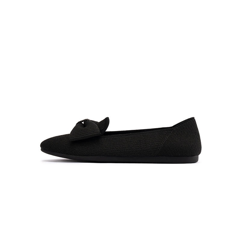 Elegant Round Toe Flats with Bow Detail-0