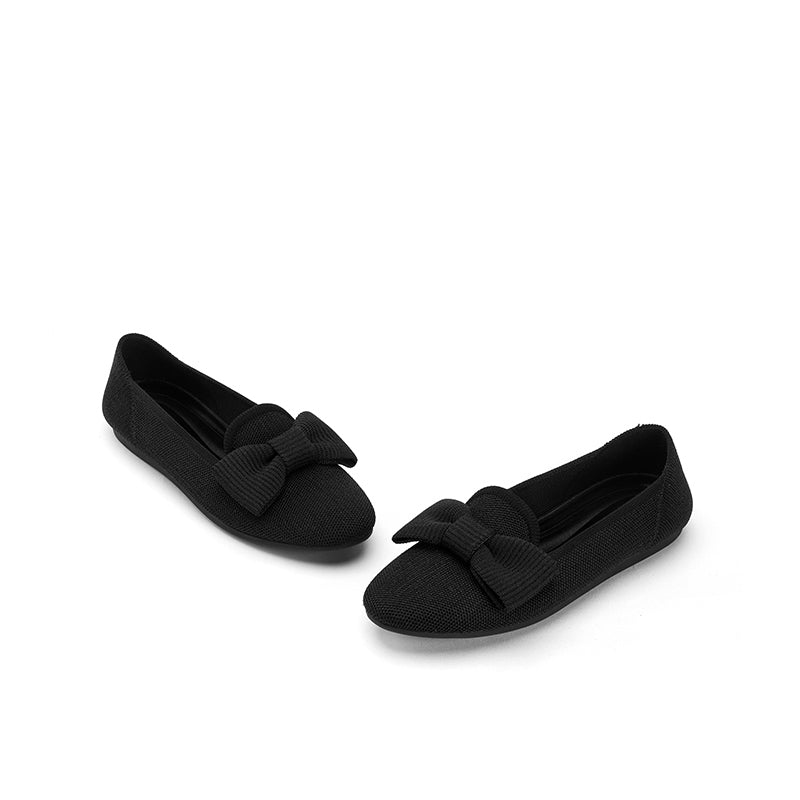 Elegant Round Toe Flats with Bow Detail-1