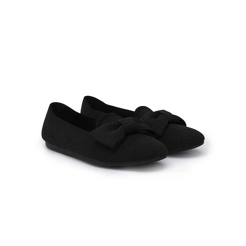 Elegant Round Toe Flats with Bow Detail-2