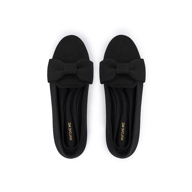 Elegant Round Toe Flats with Bow Detail-4