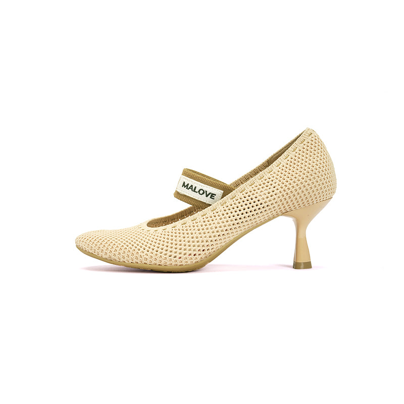 Fishnet Round Toe Mary Jane Pumps-0