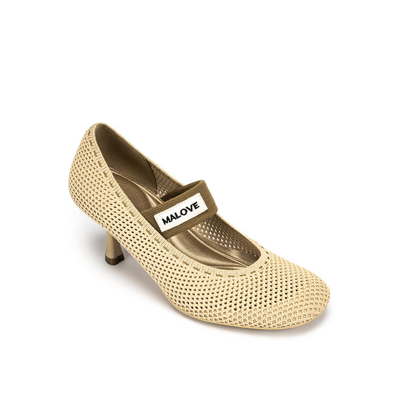 Fishnet Round Toe Mary Jane Pumps-4
